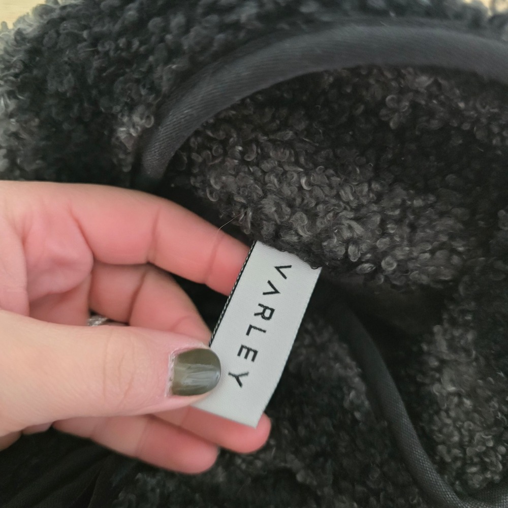 Varley Zebra Print Sherpa Fleece Full Zip Jacket Grey Black Women Small VAR00482 - Picture 3 of 9
